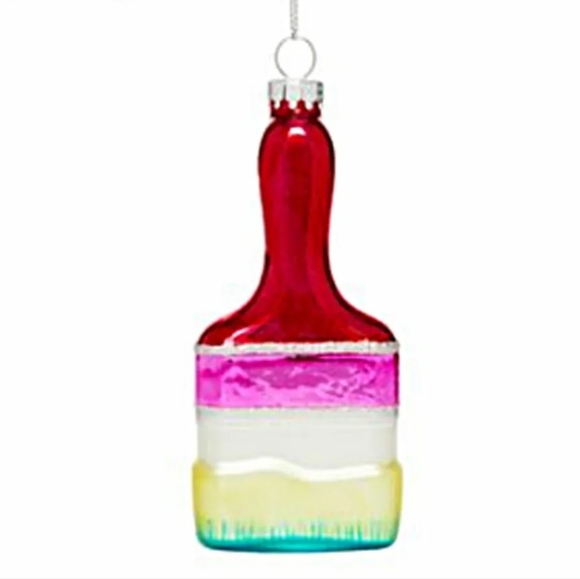 Bloomingdale's Paint Brush Glass Christmas Tree Ornament Decoration - Picture 1 of 3